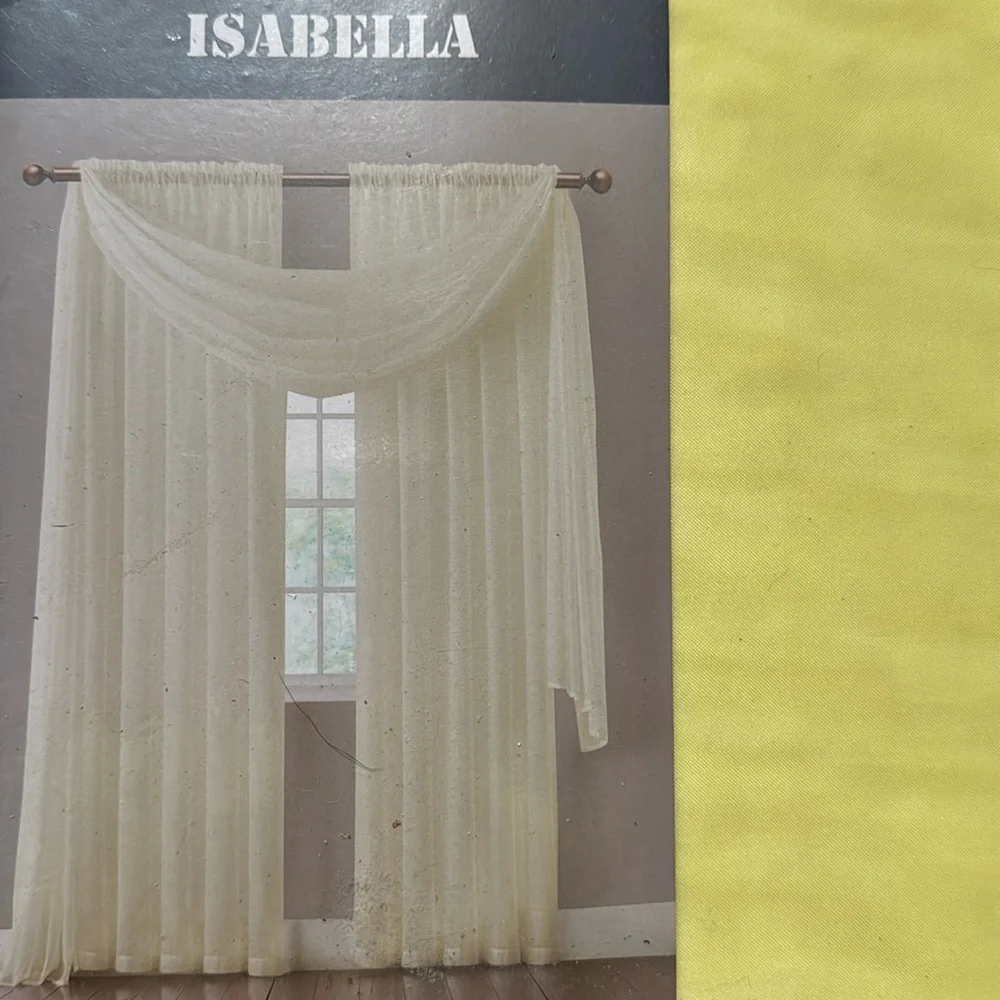 Isabella Yellow sheer 2 window panels
